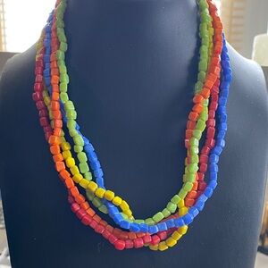 Multicolor Square Stone Beaded Necklace